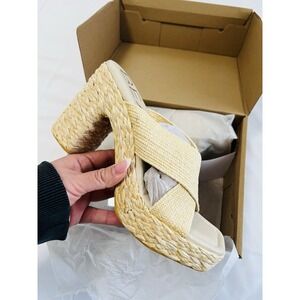 Beach by Matisse Caravan Size 9 Raffia Espadrille Platform Sandals Boho Resort‎